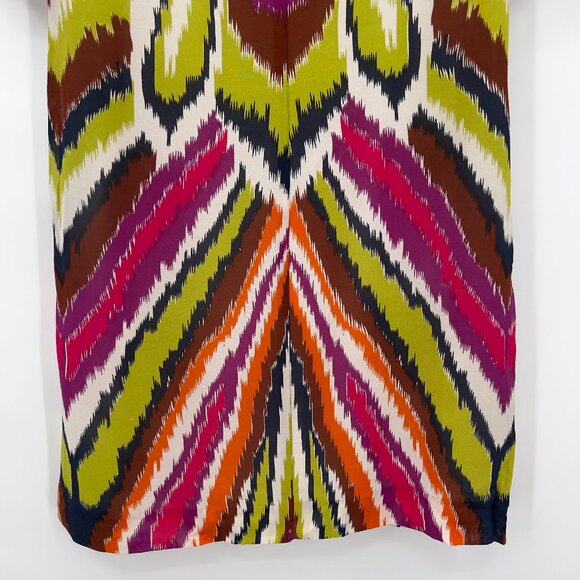 Trina Turk 100% Silk Multicolor Ikat Print Mini Dress Women’s Size 2 - Picture 6 of 8